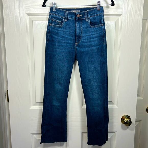 DL1961 Bridget Boot High Rise Instasculpt Raw Hem Crop Blue Jean Capsule - Picture 1 of 6
